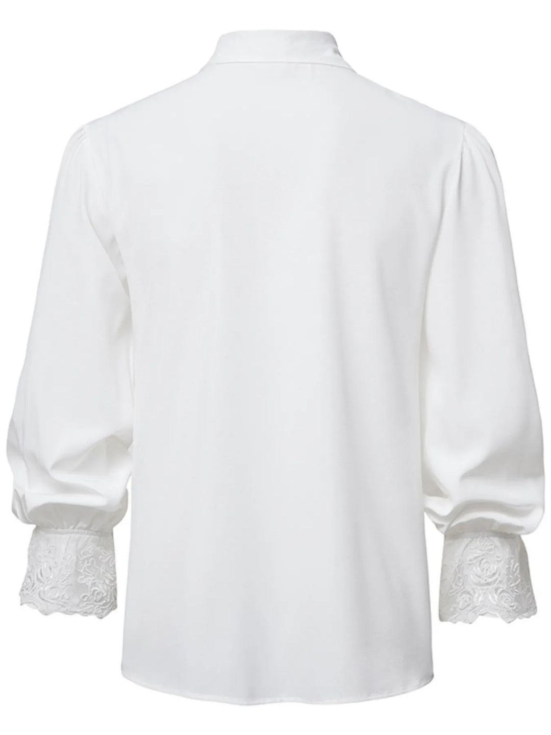 Men's Ruffled Lace Detail Long Sleeve Blouse