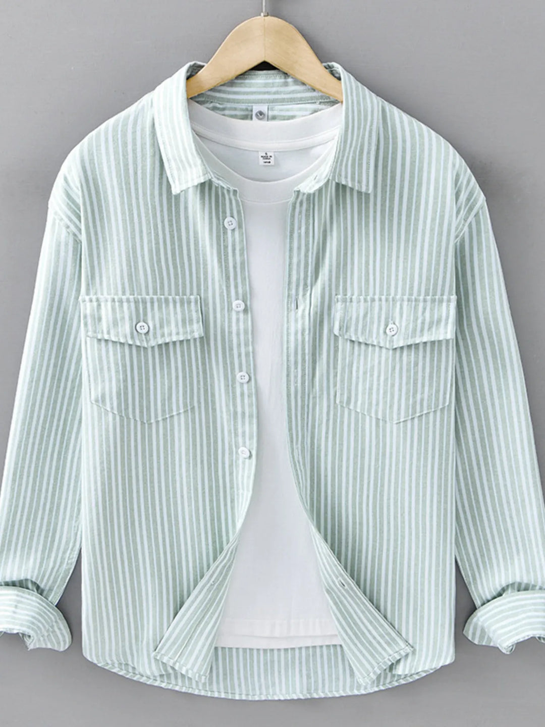Men's Plus Size Striped Casual Long Sleeve Shirt