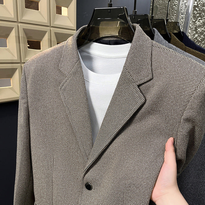 Lightly Mature-style Casual Mens Heavy Wool Suit For Spring And Autumn