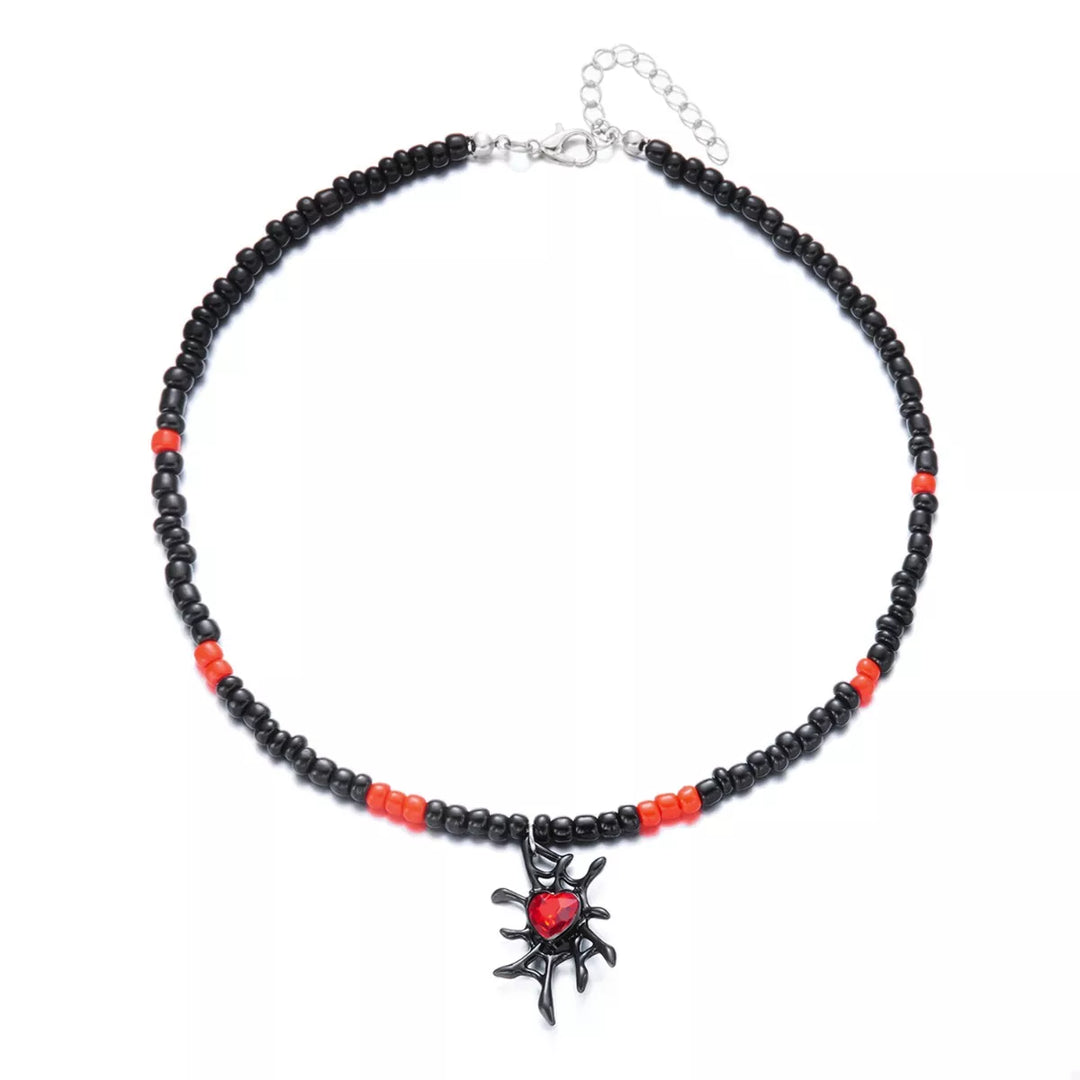 Halloween Spider Web Beaded Necklace