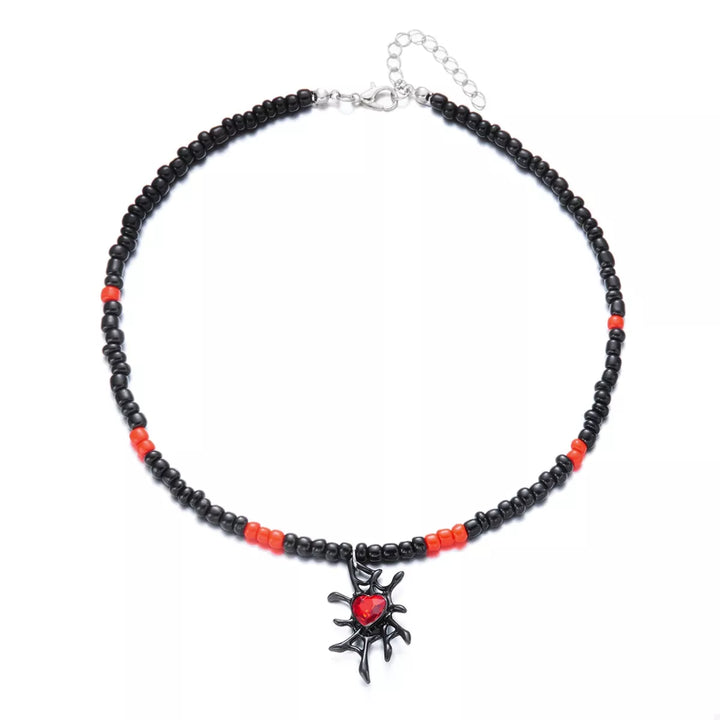 Halloween Spider Web Beaded Necklace