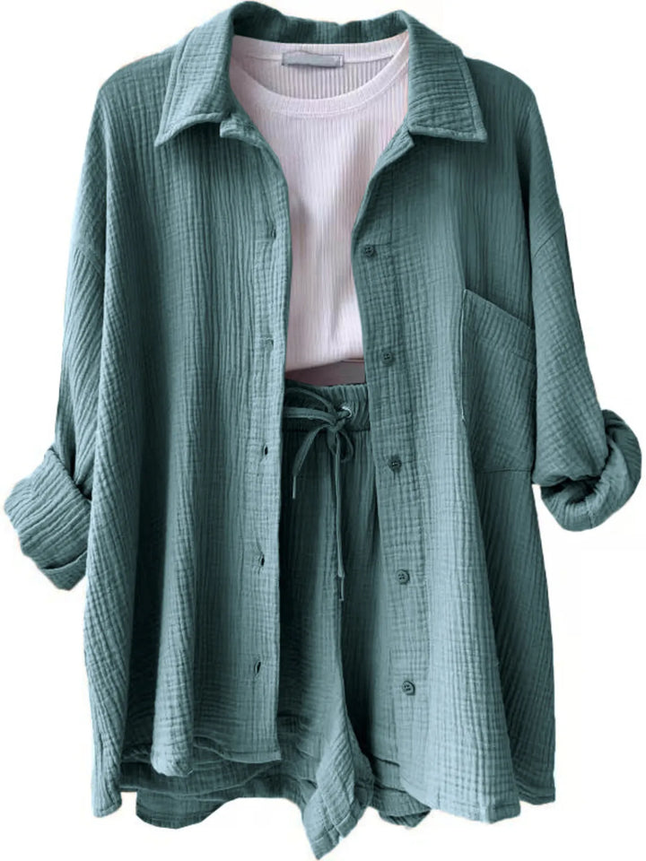 Button Up Shirt and Shorts Set