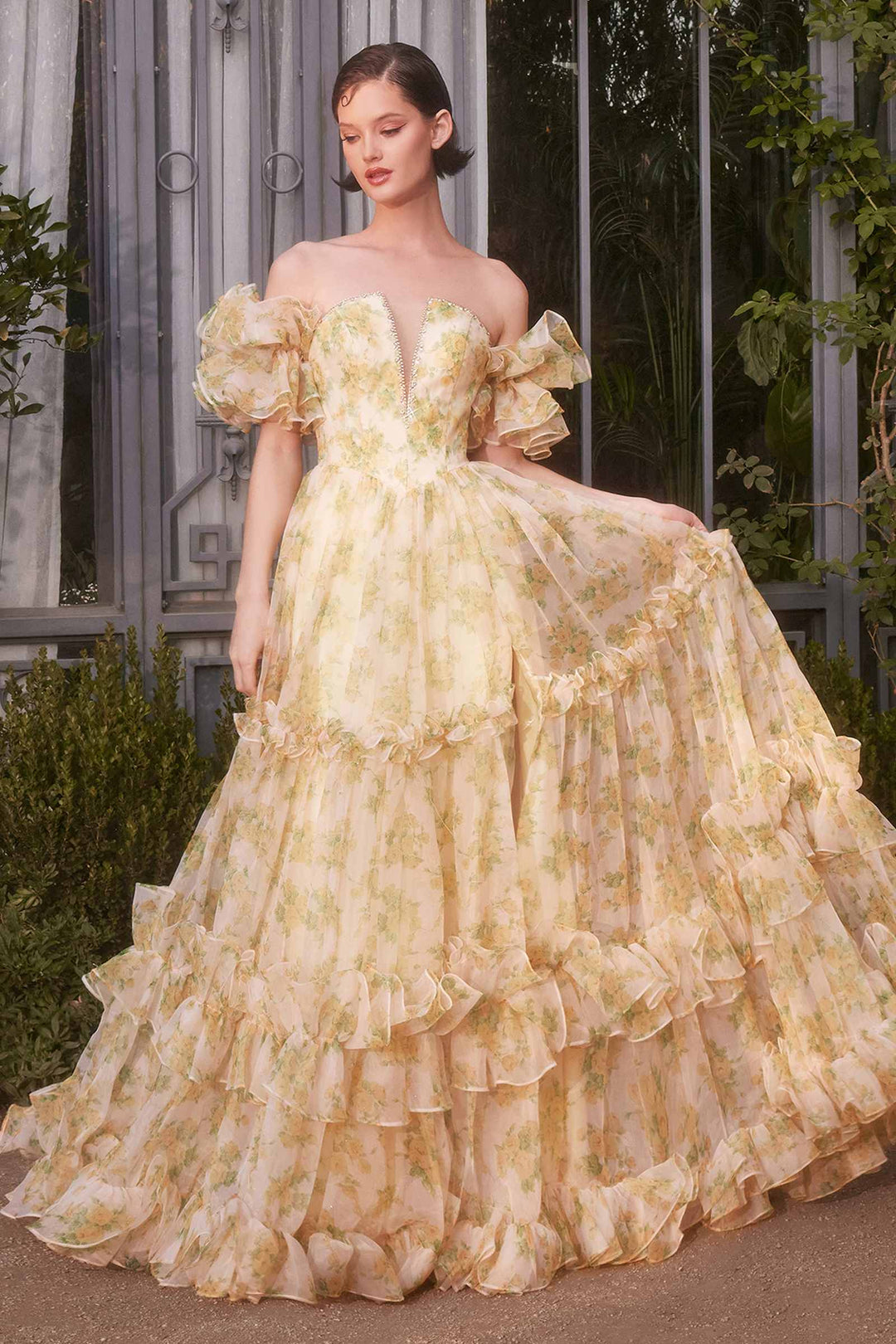 Andrea & Leo A1430 Dress Strapless Floral Printed Ball Gown