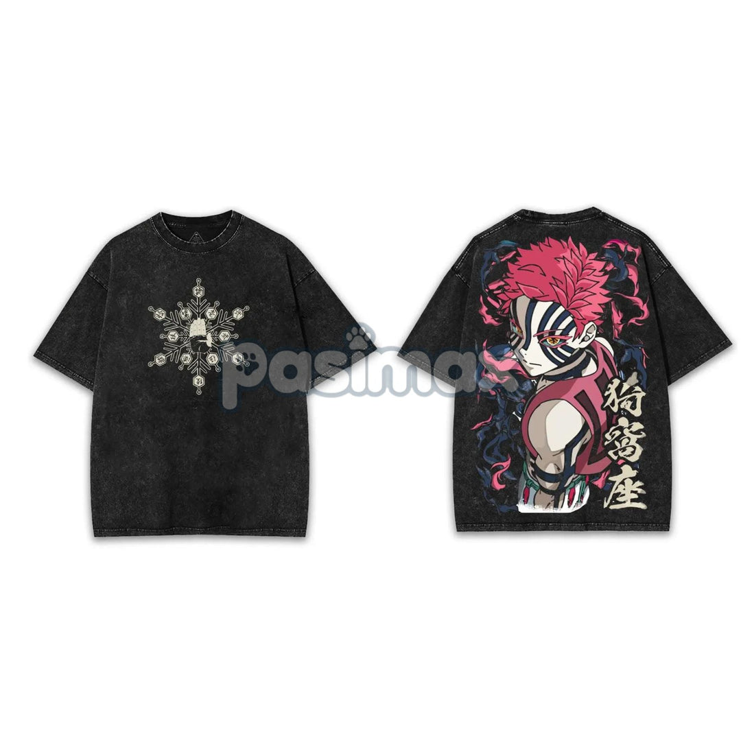 Akaza x Chaos Empress T-Shirt – Washed Anime Tee, Darkcore Streetwear 2025