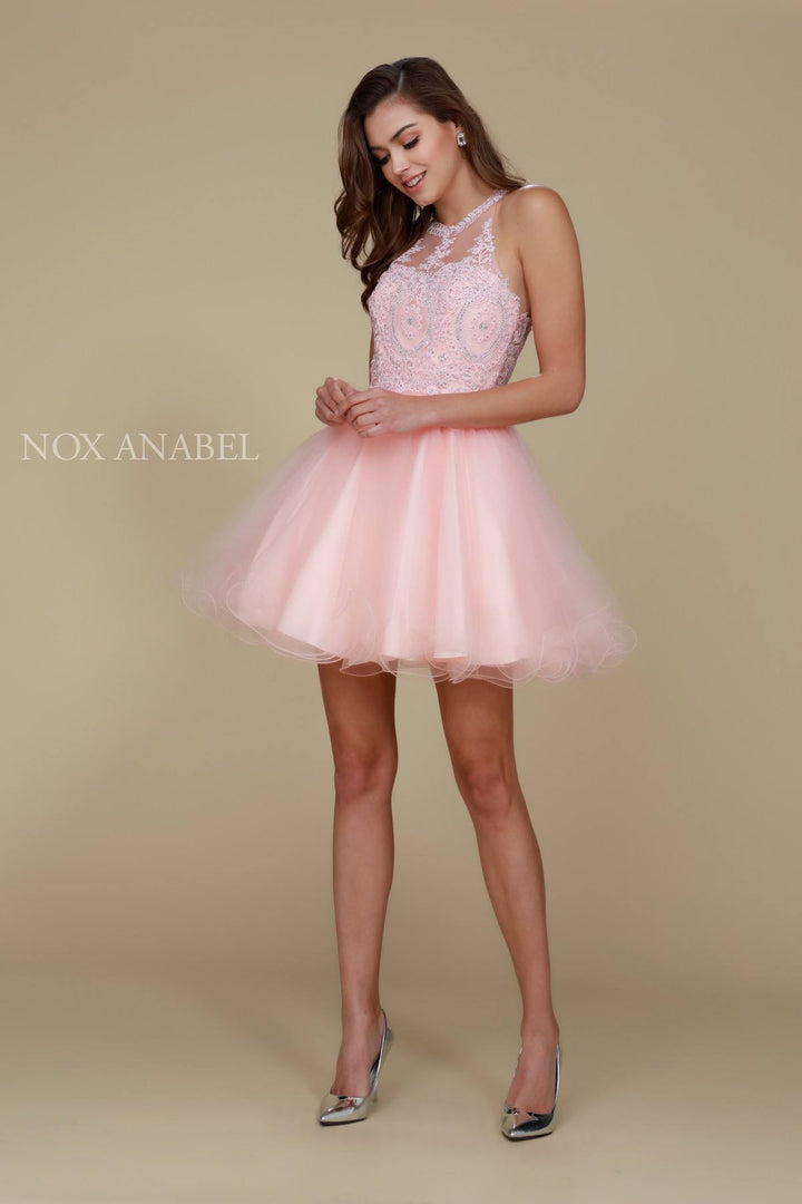 Nox Anabel B652 Short Dress Poofy A-Line Tulle Skirt Halter Neck