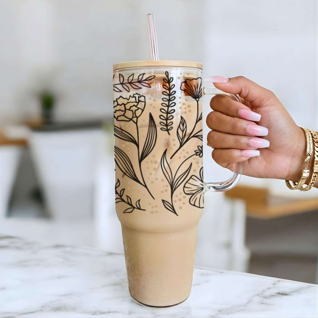Botanical Wildflower Glass Cup
