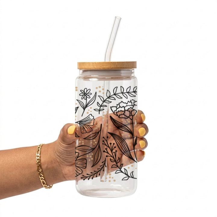 Botanical Wildflower Glass Cup