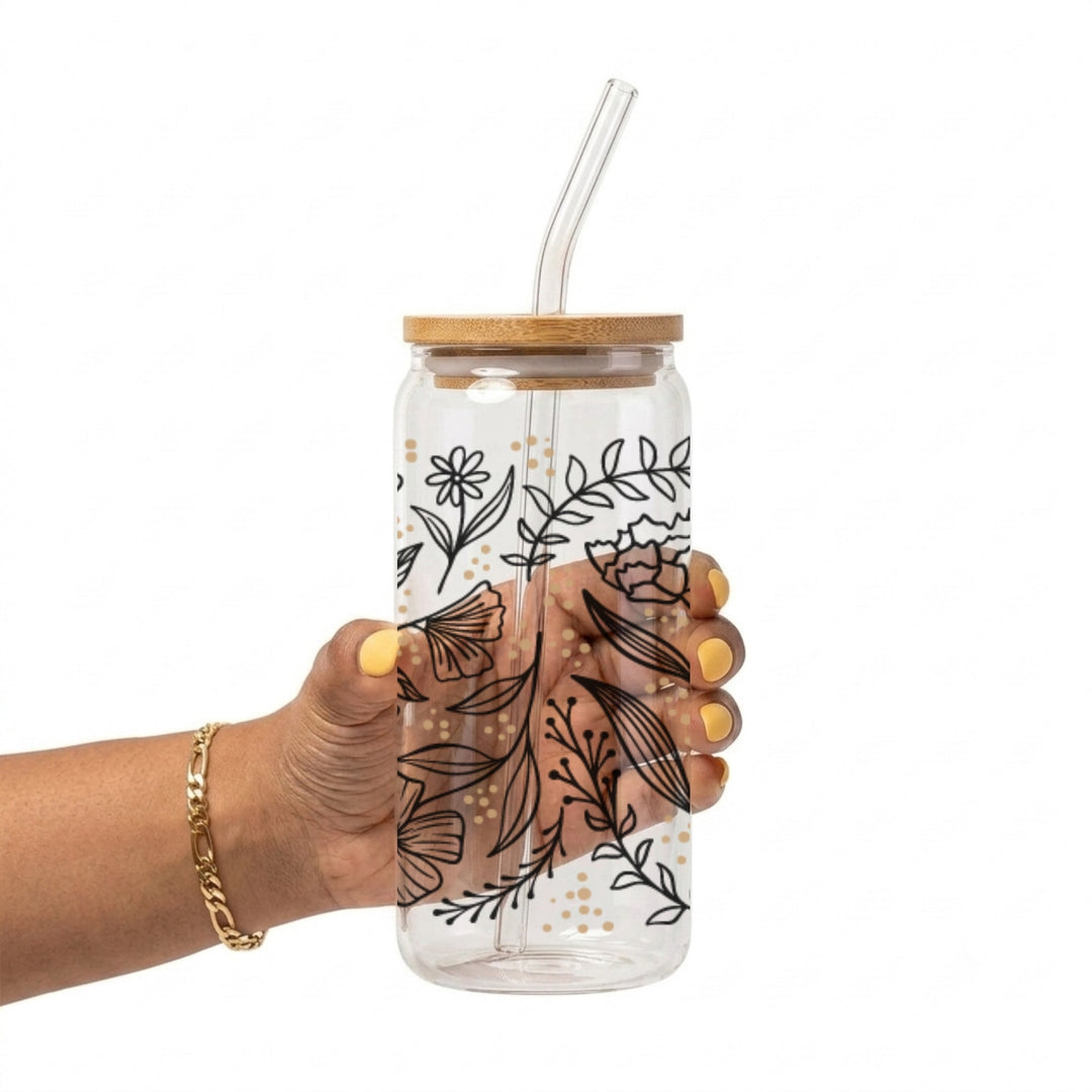 Botanical Wildflower Glass Cup