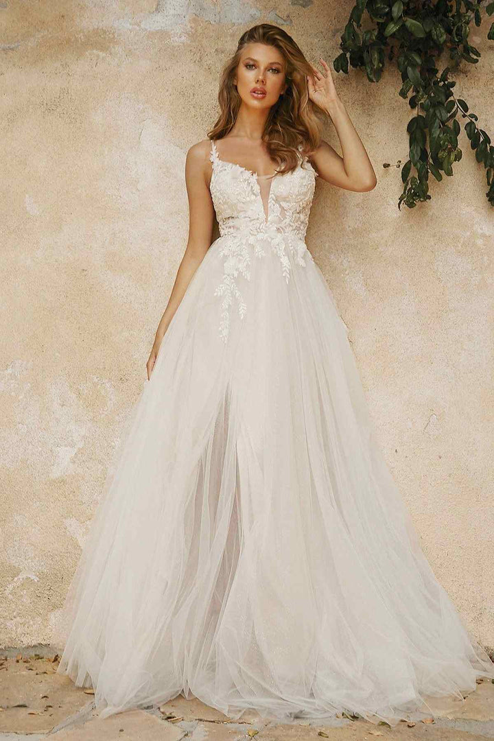 Cinderella Divine CB072W Layered A-Line Tulle Bridal Gown Embroidered Bodice