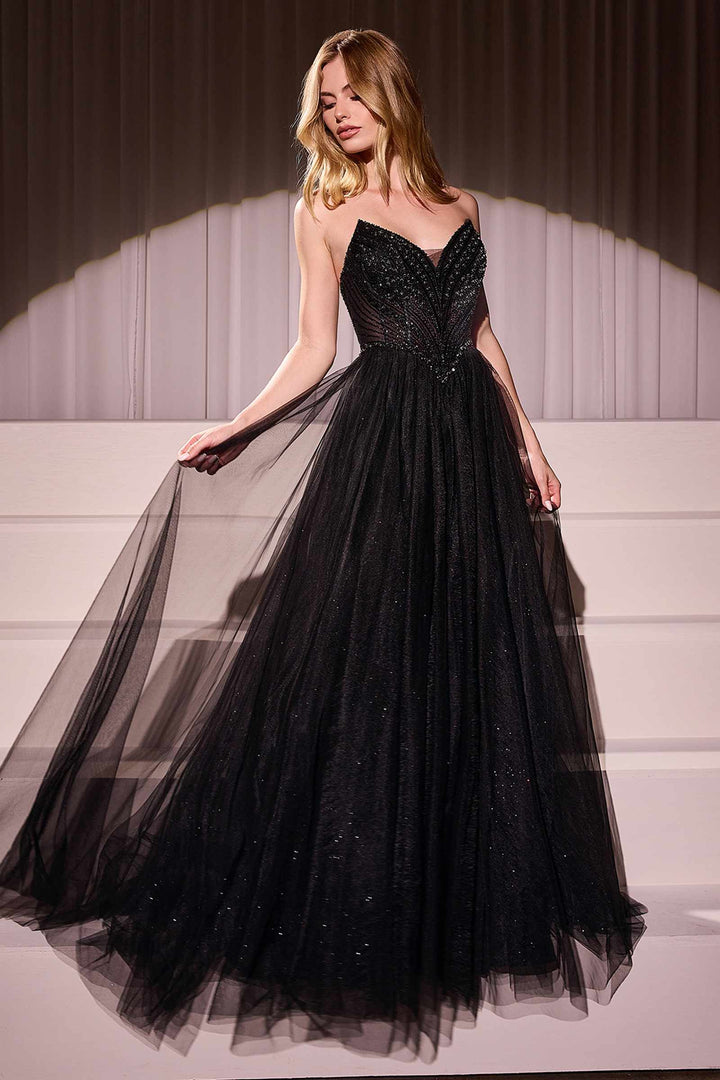 Ladivine CC415 Dress Strapless Beaded Tulle Ball Gown