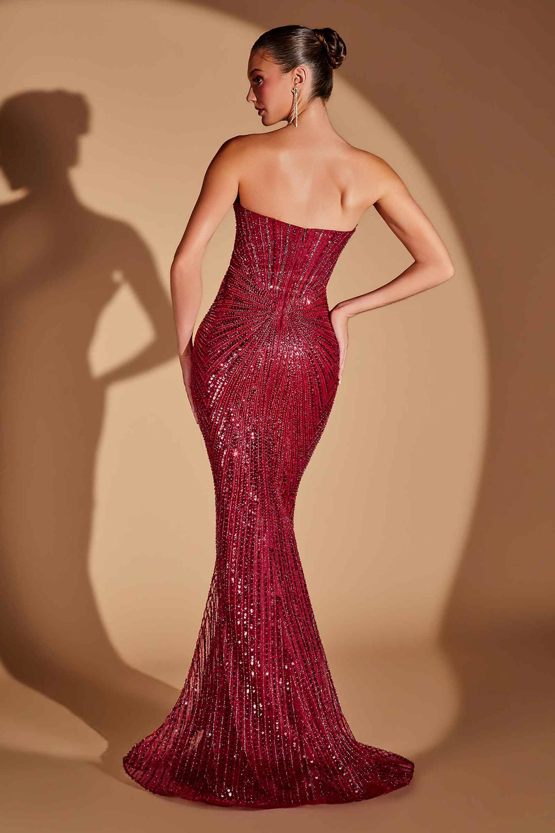 Ladivine CD0108 Fitted Strapless Crystal Embellished Mermaid Gown