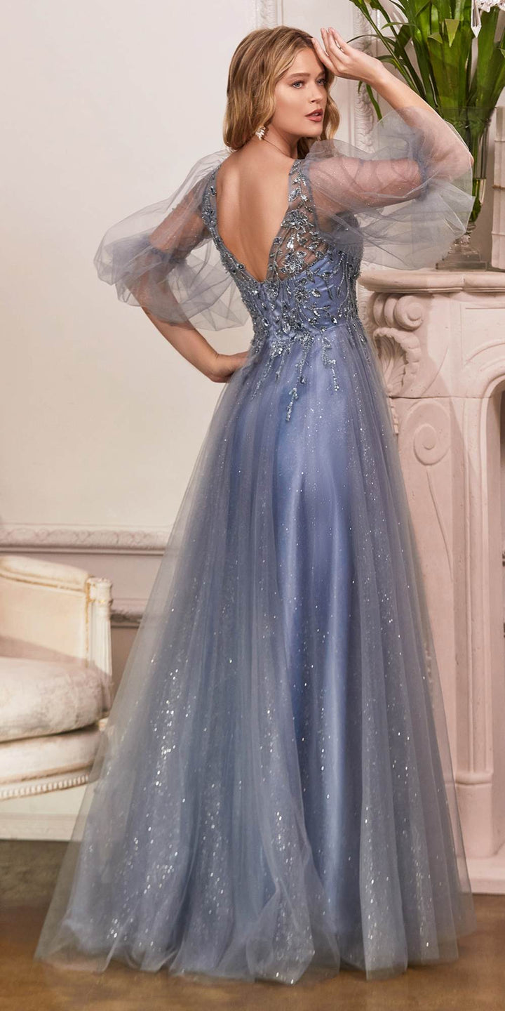 Cinderella Divine CD0182 Glitter Tulle A-Line Formal Dress