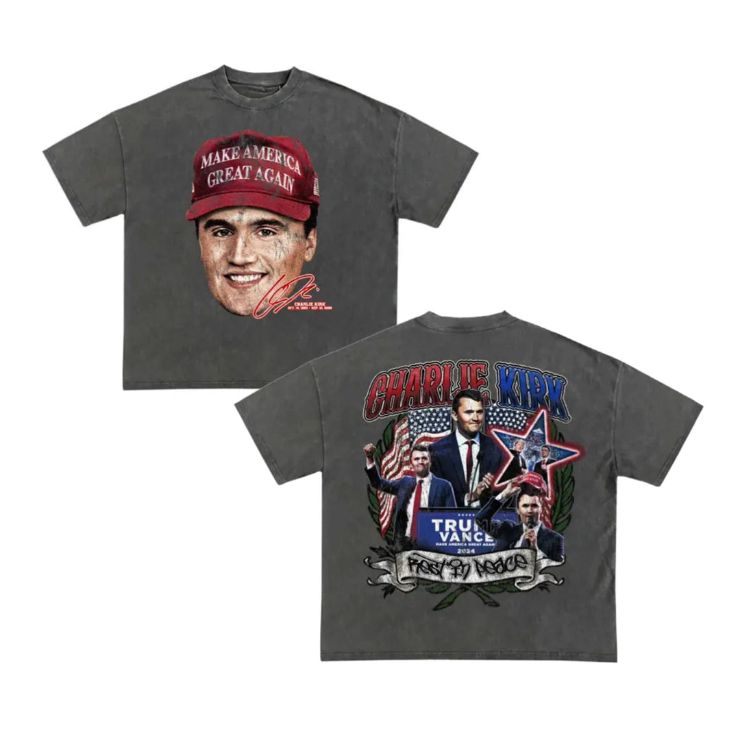 Charlie Kirk Vintage Graphic T-Shirt – Retro Conservative Political Tee, Bold Statement Apparel, Unisex Top for Supporters