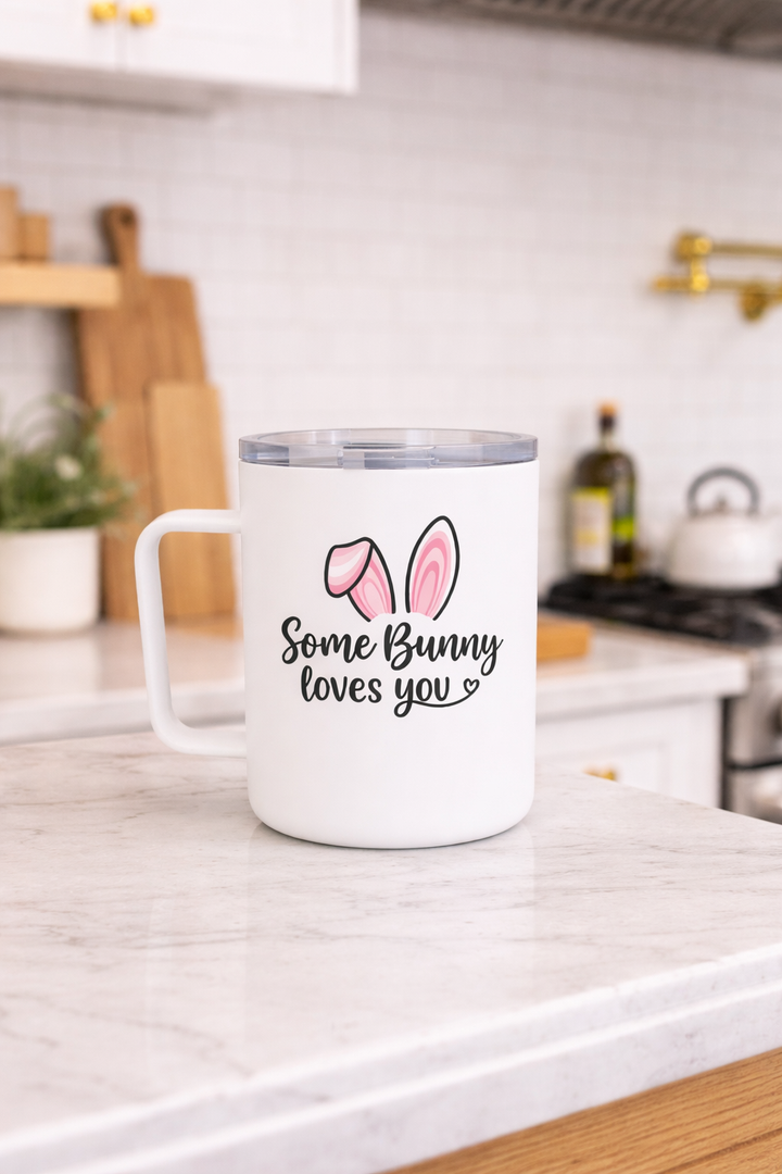Somebody Loves Me heart design Insulated Coffee Mug | 10oz
