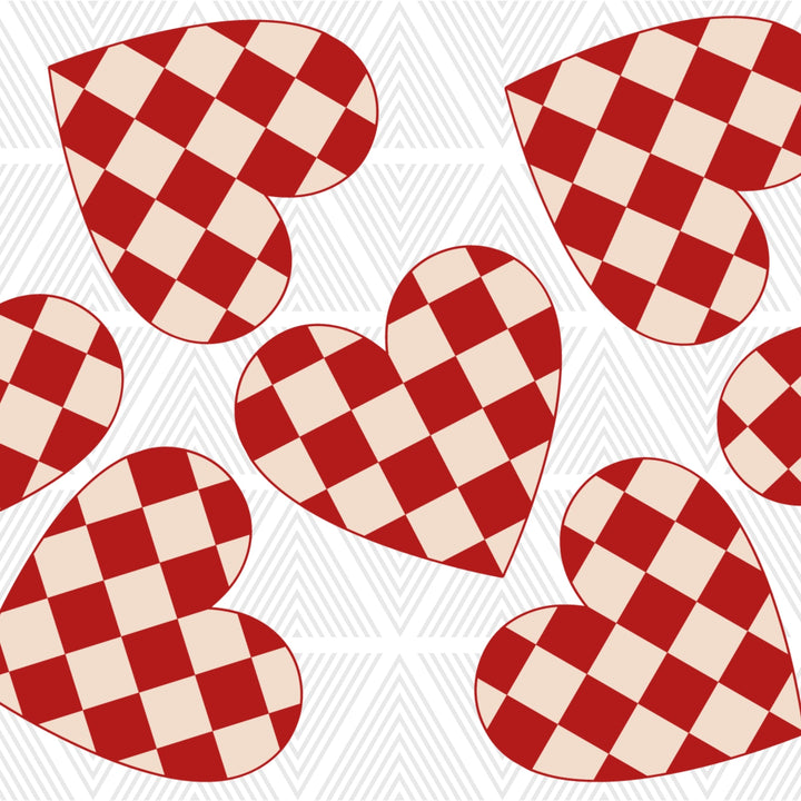 Checkered Hearts Glass Cup