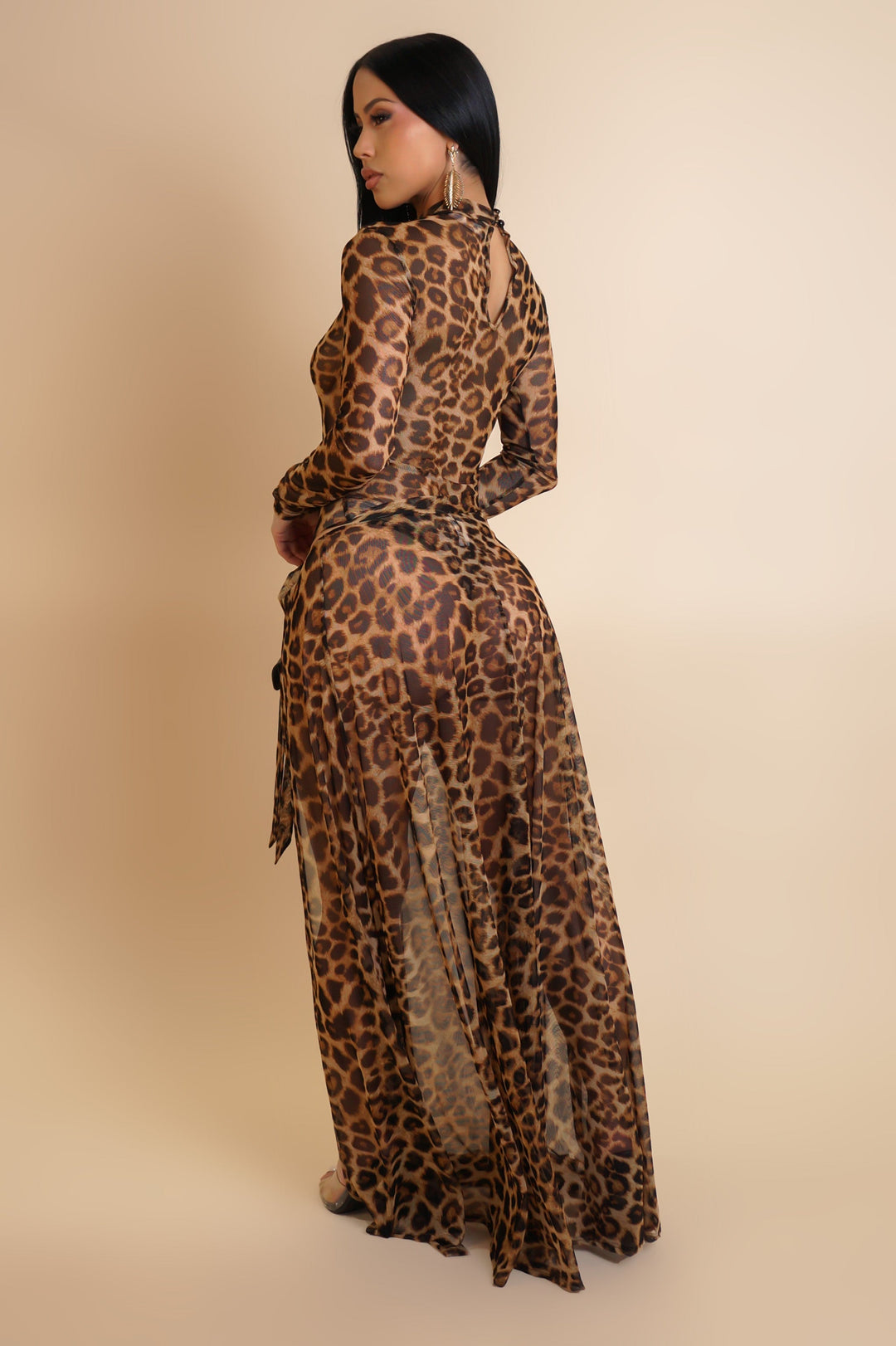 Daredevil Leopard Print Illusion See-Thru Skirt & Bodysuit Top Set/ Swimwear Set