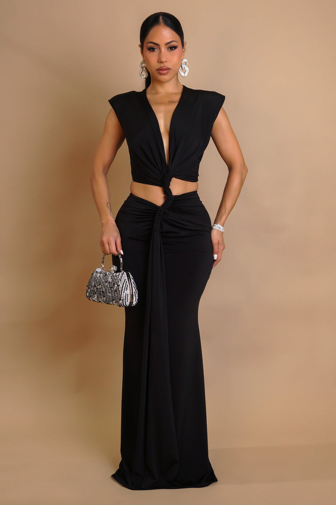 Rope Twist Maxi Dress- Black