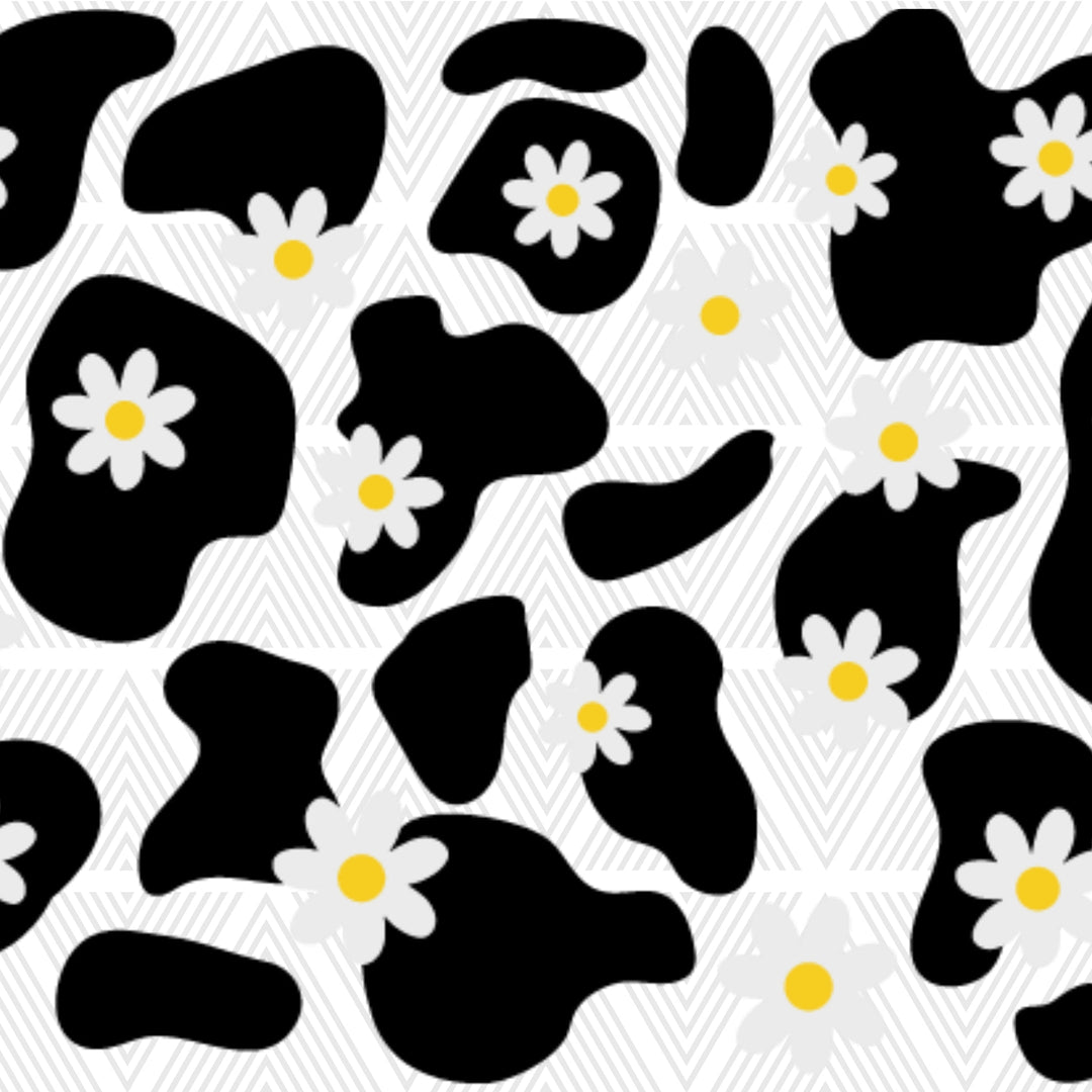 Daisy Cow Print Glass Cup