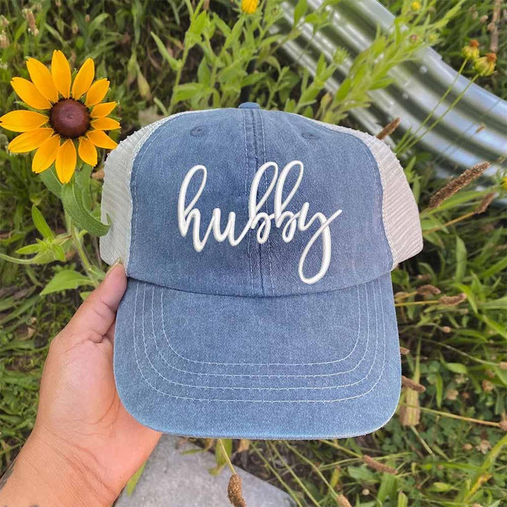 Embroidered Wifey/Hubby Trucker Hat – Anniversary Gift Cap