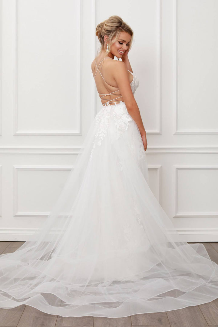 Nox Anabel F485 Lace and Beads Mermaid Gown Chiffon Overskirt