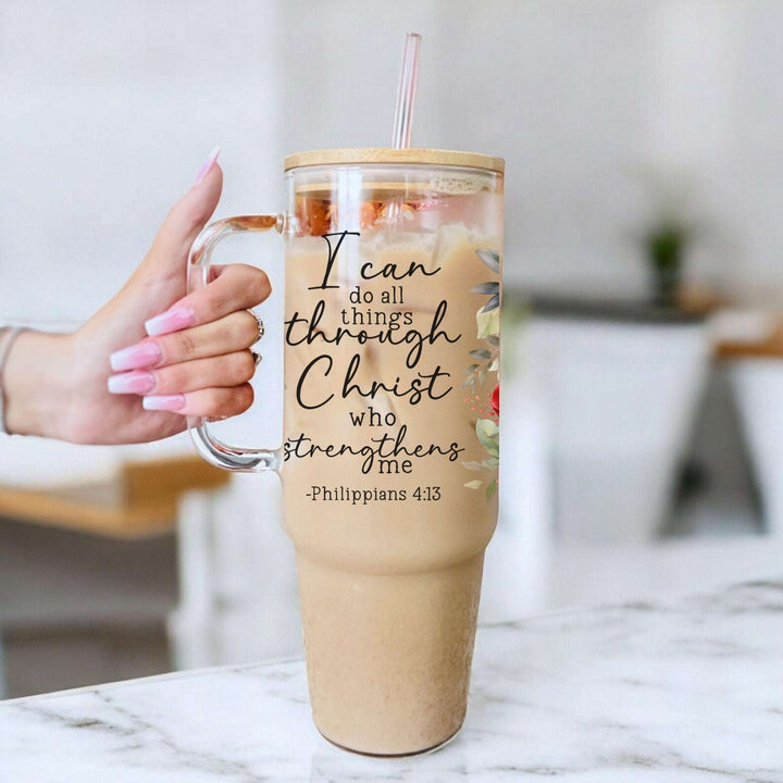 Bible Verse Scripture Cup, Mug & Tumbler with Lid & Straw – Floral Christian Gift for Her