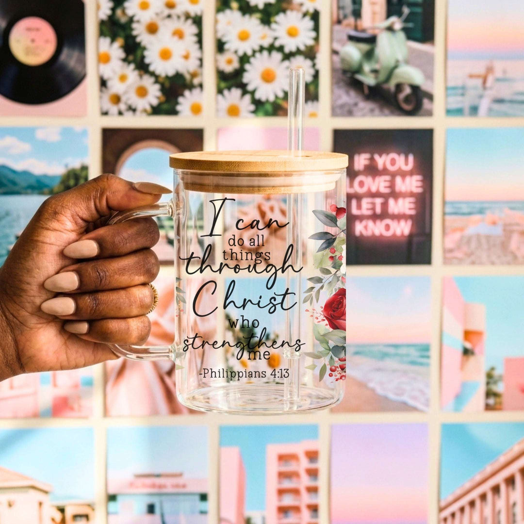 Bible Verse Scripture Cup, Mug & Tumbler with Lid & Straw – Floral Christian Gift for Her