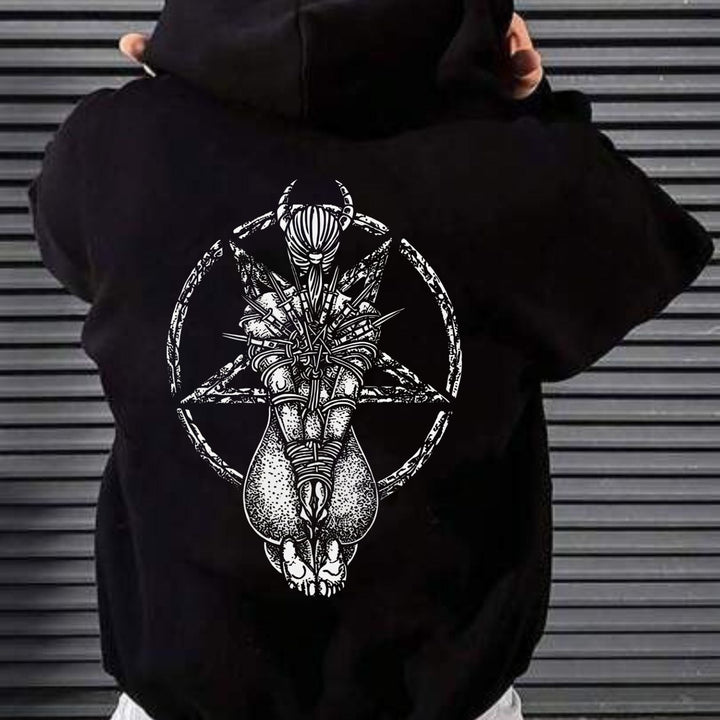 Goat Skull Pentagram Occult Hoodie – Gothic & Pagan Apparel, Mystical Pullover, Witchy Gift