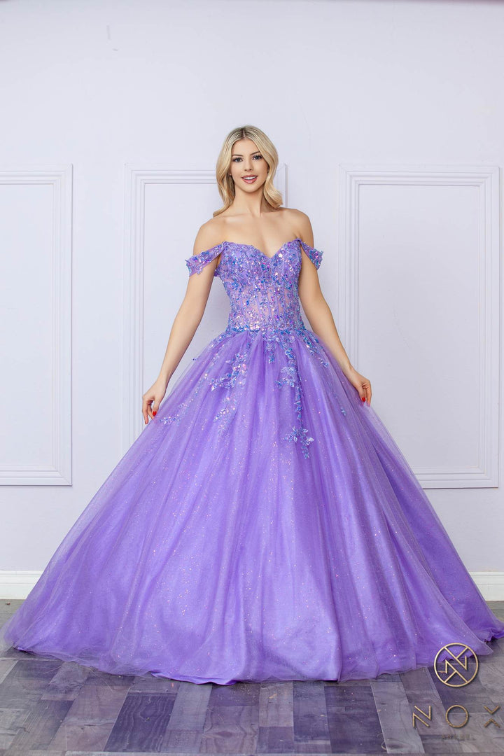 Nox Anabel H1349 Poofy Long Quinceanera Off the Shoulder Ballgown