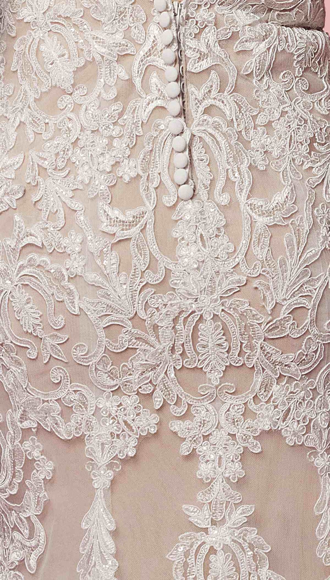 Nox Anabel H494 Spaghetti Strap V-Neckline Long Lace Wedding Gown