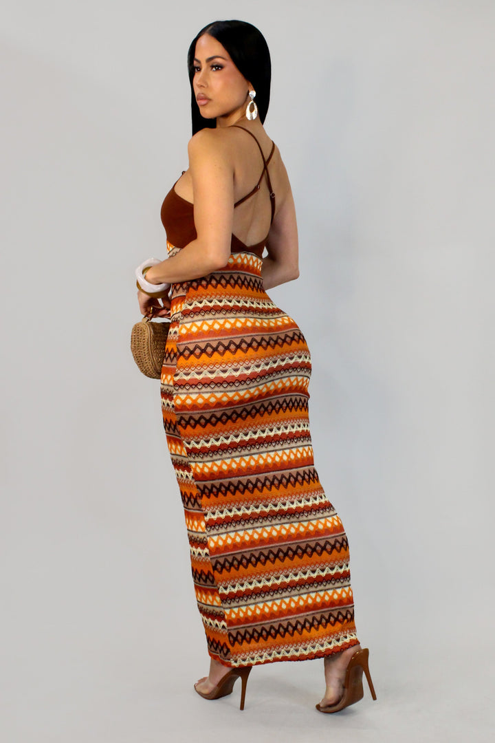 Paradise Dress- Brown/Multi