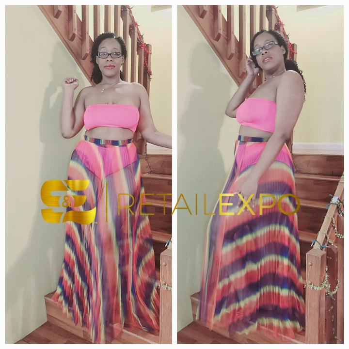 "Sweet Like Sugar" Fuchsia Vacation Swimwear Skirt Set