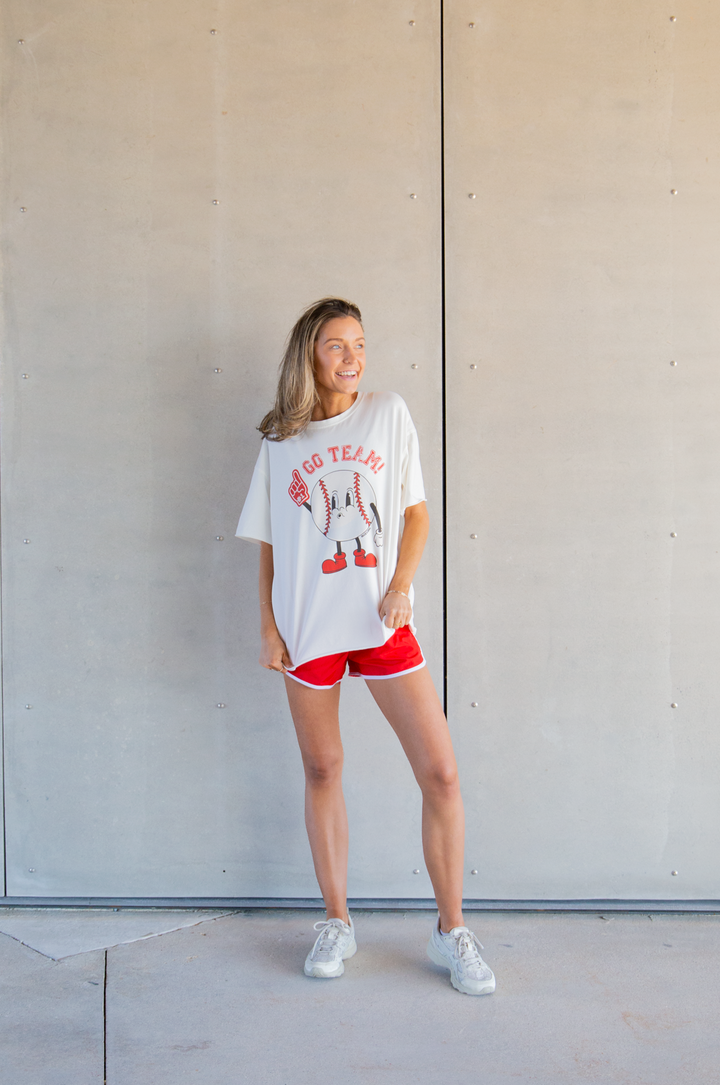 Go Team on White Boxy Tee