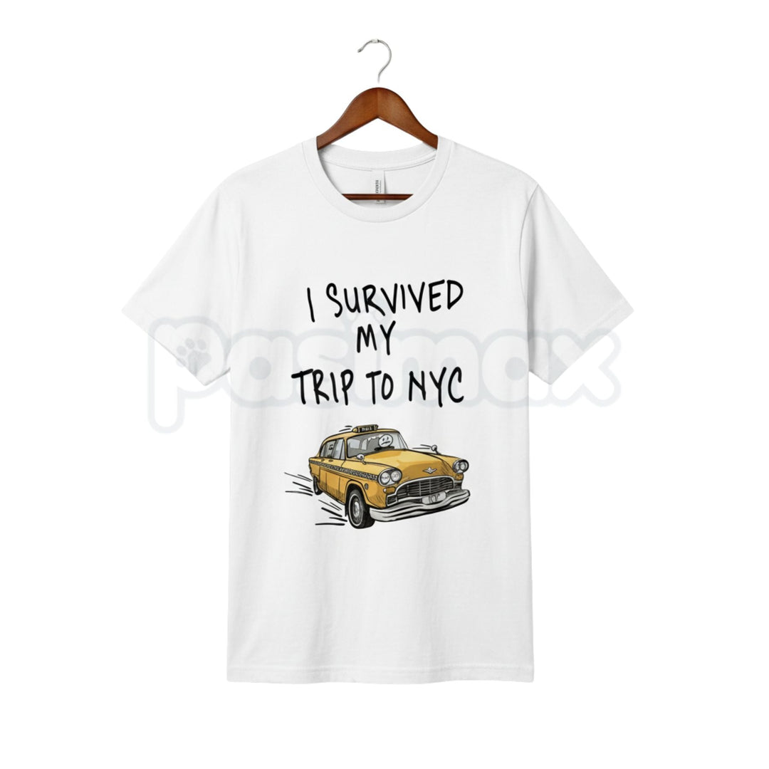 "I Survived My Trip To NYC" Funny T-Shirt – Retro New York City Souvenir Graphic Tee, Premium 100% Cotton Sarcastic Travel Top, Soft Lived-In Heavyweight Urban Humor, Made in USA