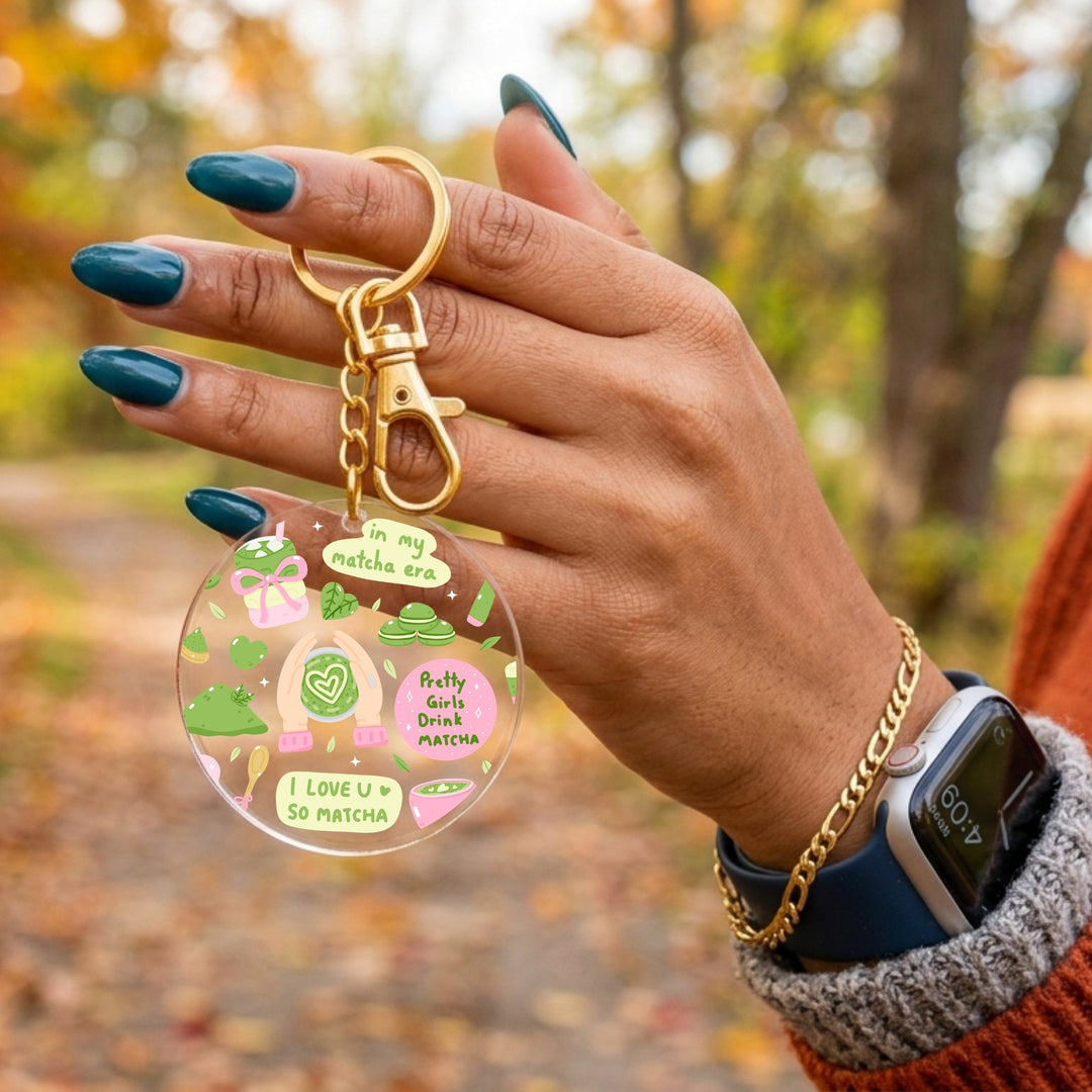 In My Matcha Era Acrylic Keychain with Charm