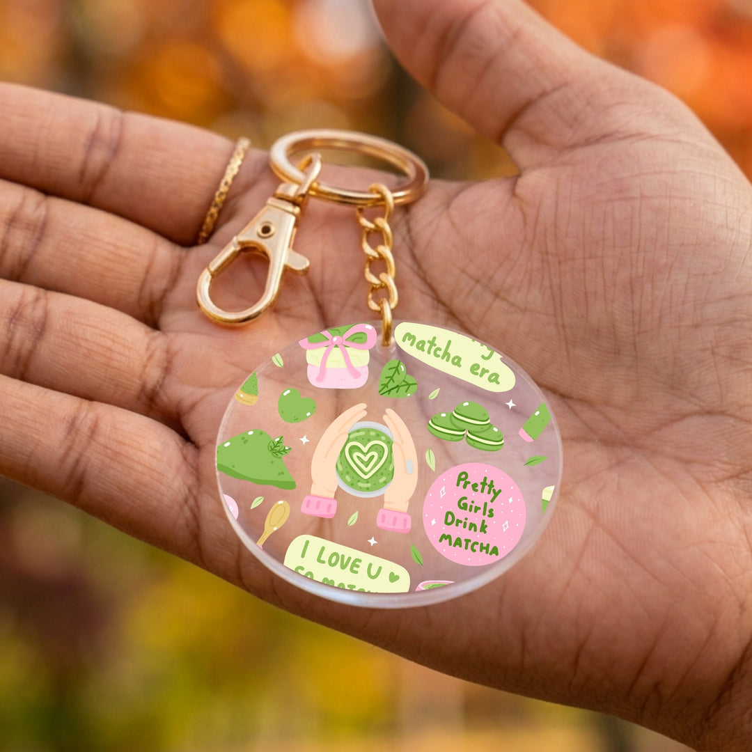 In My Matcha Era Acrylic Keychain with Charm