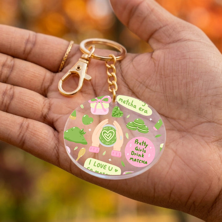 In My Matcha Era Acrylic Keychain with Charm