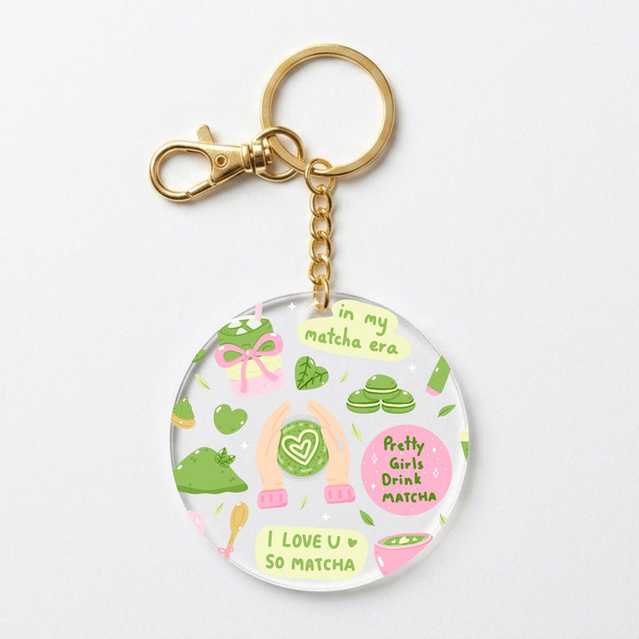In My Matcha Era Acrylic Keychain with Charm