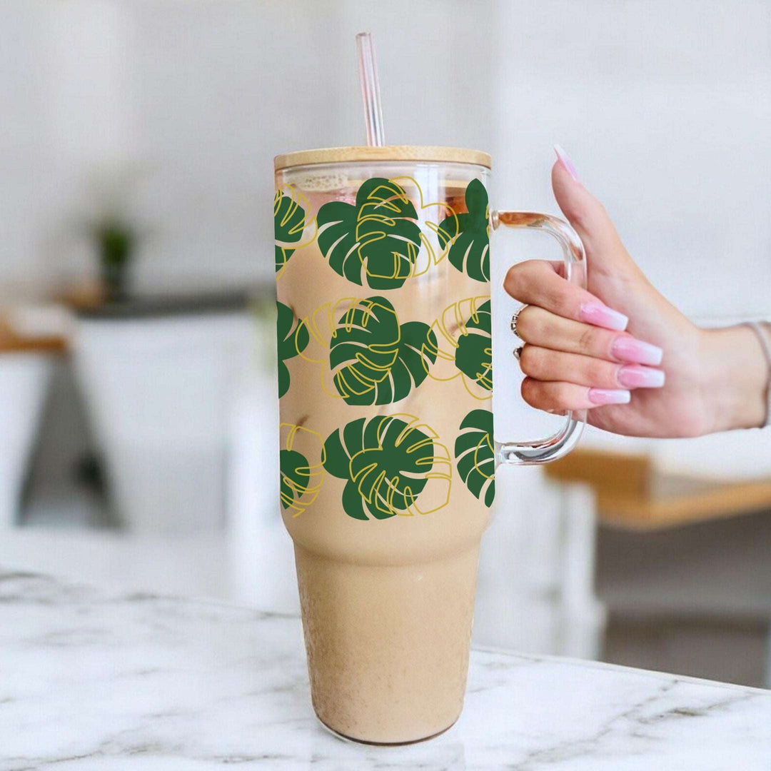 Monstera Leaf Glass Cup