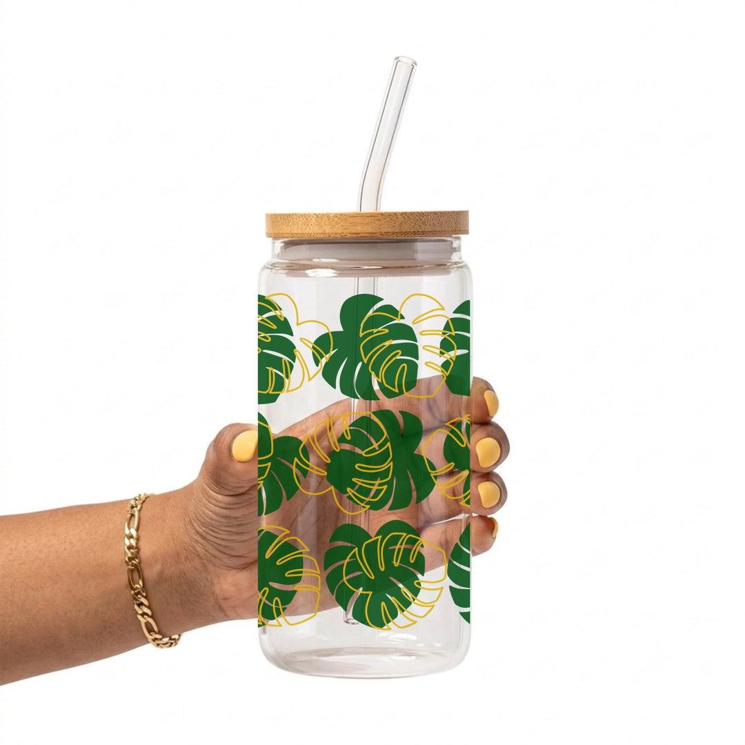 Monstera Leaf Glass Cup