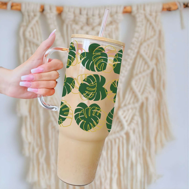 Monstera Leaf Glass Cup