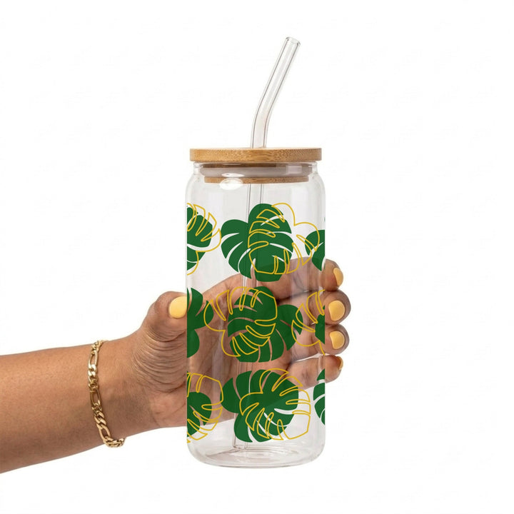 Monstera Leaf Glass Cup