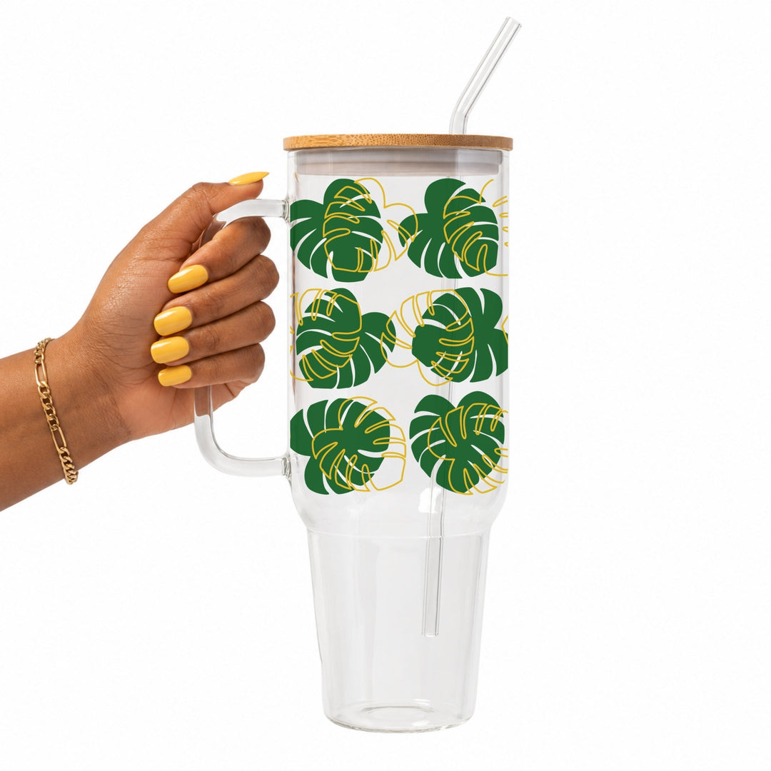 Monstera Leaf Glass Cup