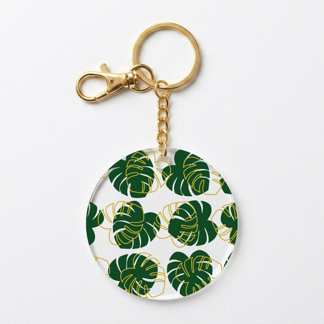 Monstera Leaf Acrylic Keychain with Charm