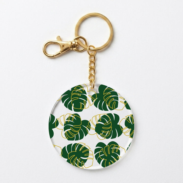 Monstera Leaf Acrylic Keychain with Charm
