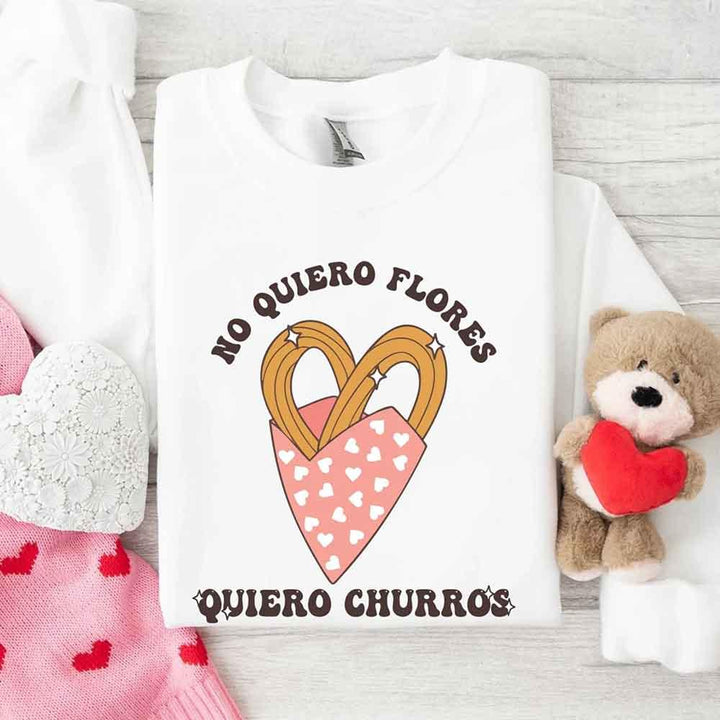 No Quiero Flores Valentine Sweatshirt - Cute Churros Valentine Day's Sweater