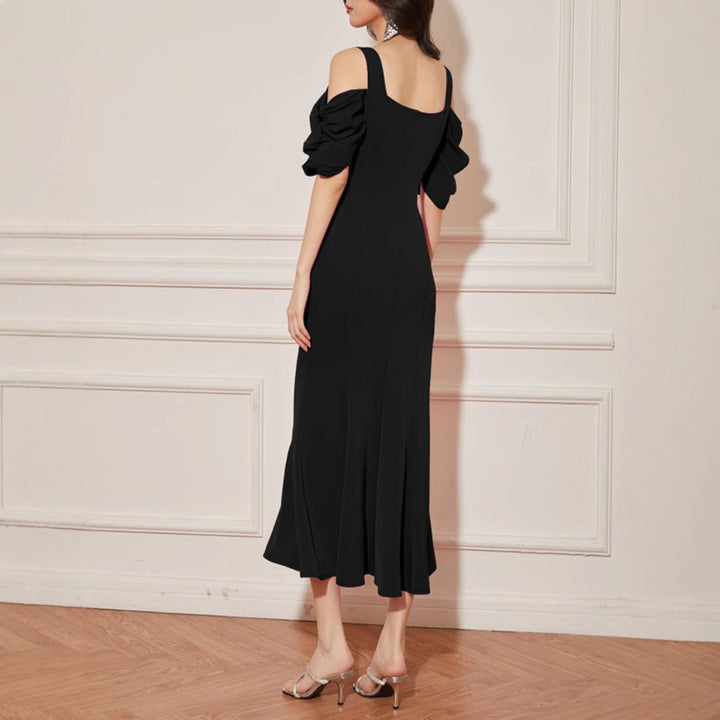 Women Clothing Summer Sexy Backless Slit Hemline at Hem Sling Dress