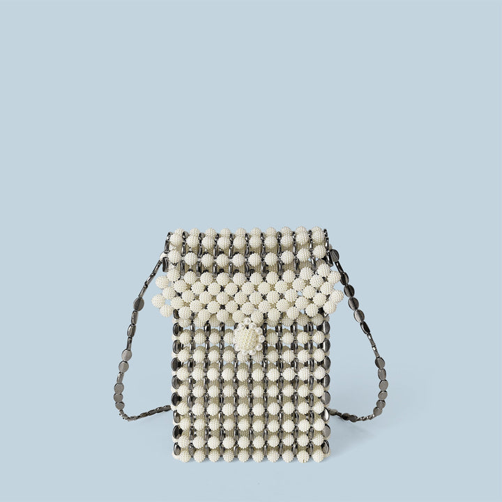 Mixed Color Beads Stitching Mini Cute Messenger Phone Bag Vacation Casual Handmade Beaded Bag