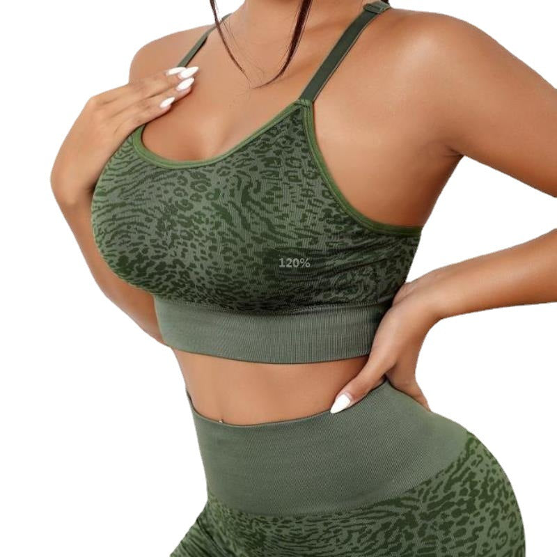 Seamless Knitted Yoga Suit Women Sports Underwear Beautiful Back High Waist Tight Hip Lifting Fitness Yoga Suit