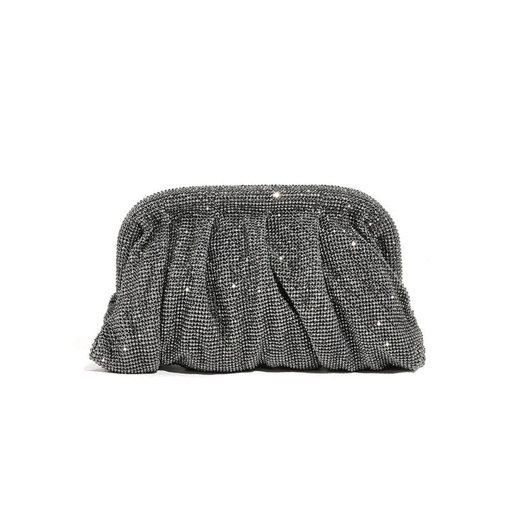 Rhinestone Cloud Bag Pleated Women Bag Texture High End Cosmetic Bag Niche Messenger Bag