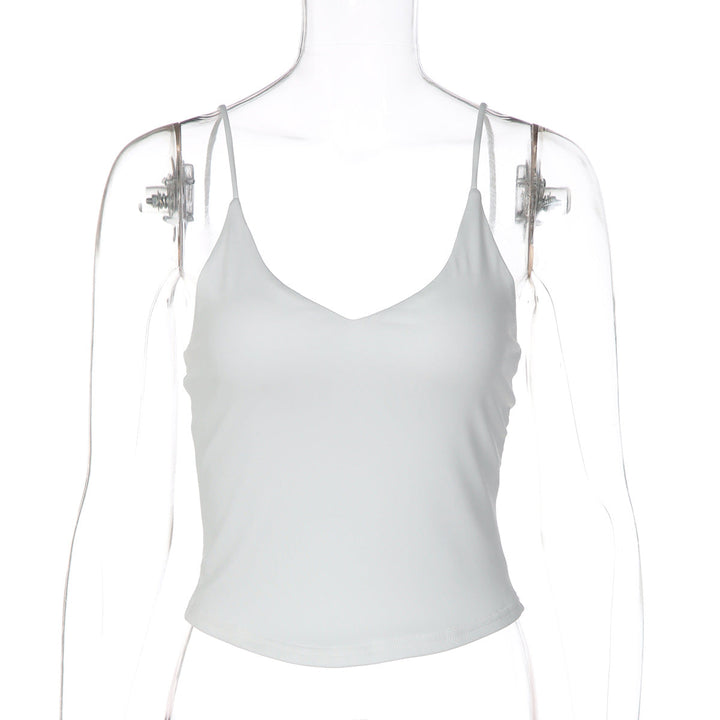 Women Clothing Summer Sexy Solid Color V neck Inner Wear Base Camisole